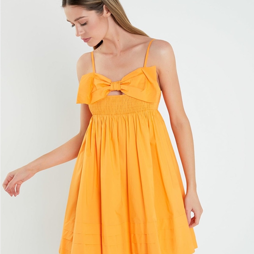 English Factory Vibrant Orange Bow Dress